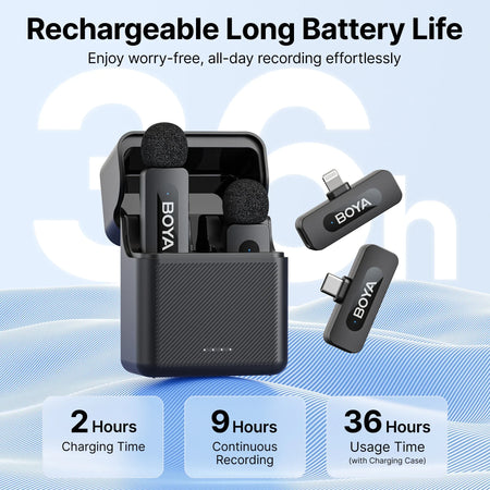 BOYA BY-V3 Wireless Lavalier Microphone with Noise-Cancelling for Superior Audio Recording