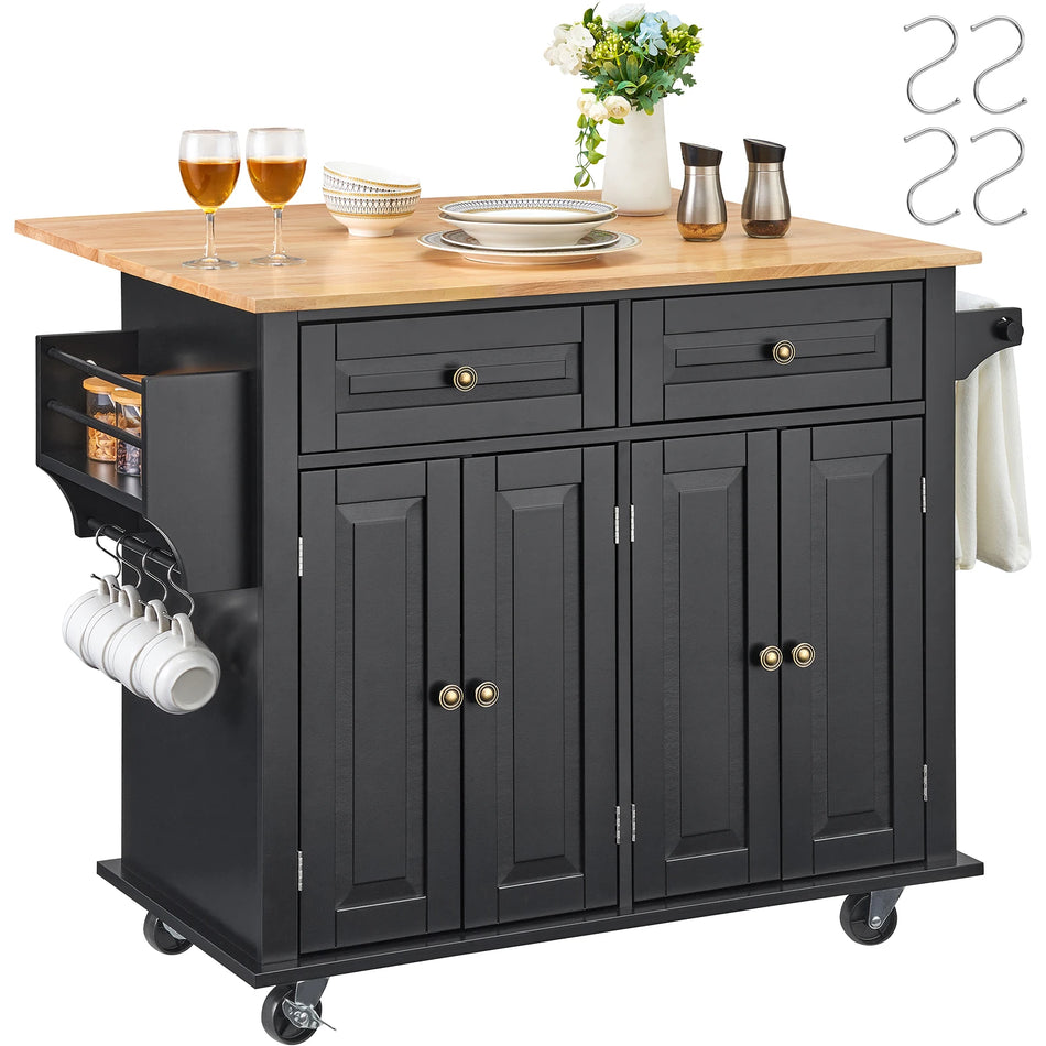 43 Kitchen Island Cart With Wood Top And Drop Leaf