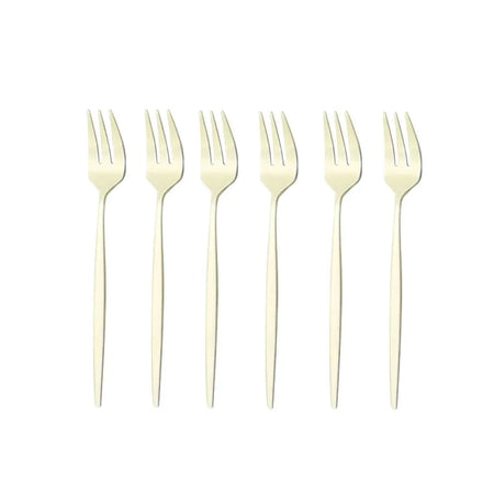 6Pcs Stainless Steel Matte Cake Fork Set &ndash; Elegant Gold Tableware Champagne
