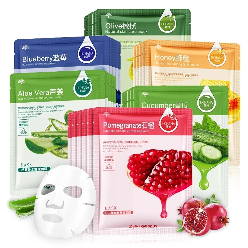 30pcs Natural Plant Facial Masks - Moisturizing, Oil Control &amp; Anti-Aging