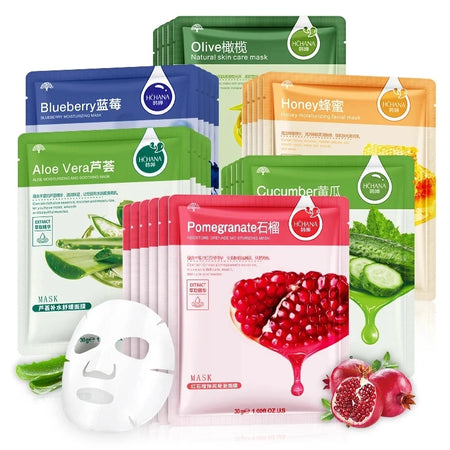 30pcs Natural Plant Facial Masks - Moisturizing, Oil Control &amp; Anti-Aging