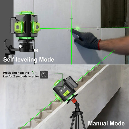 Lfine 4D 16 Lines Professional Laser Level with Tripod - 360&deg; Green Self-Leveling