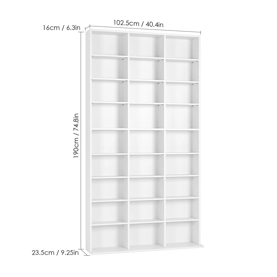 Getone Высокий книжный шкаф Хранение CD DVD 27 отсеков Белый