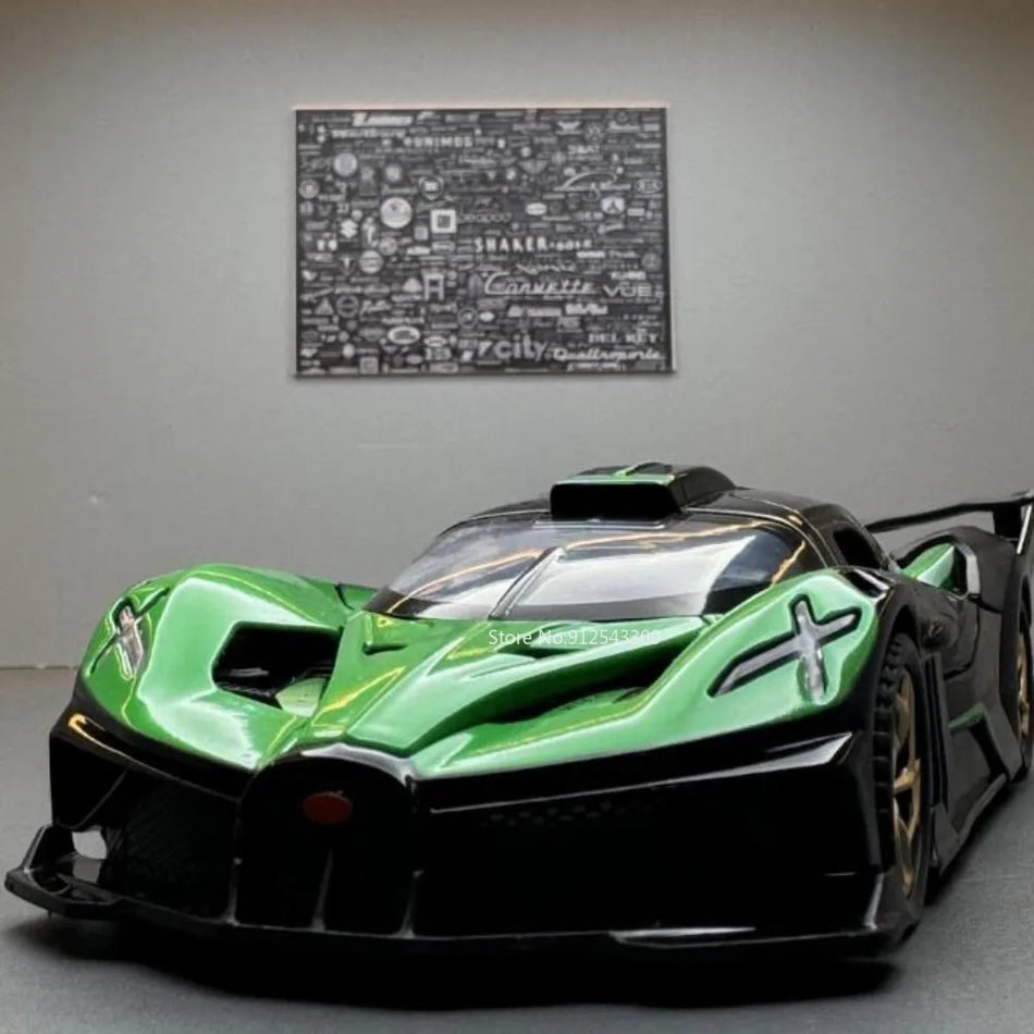 Model de mașină din aliaj turnat pentru Bugatti Bolide cu retragere și lumini