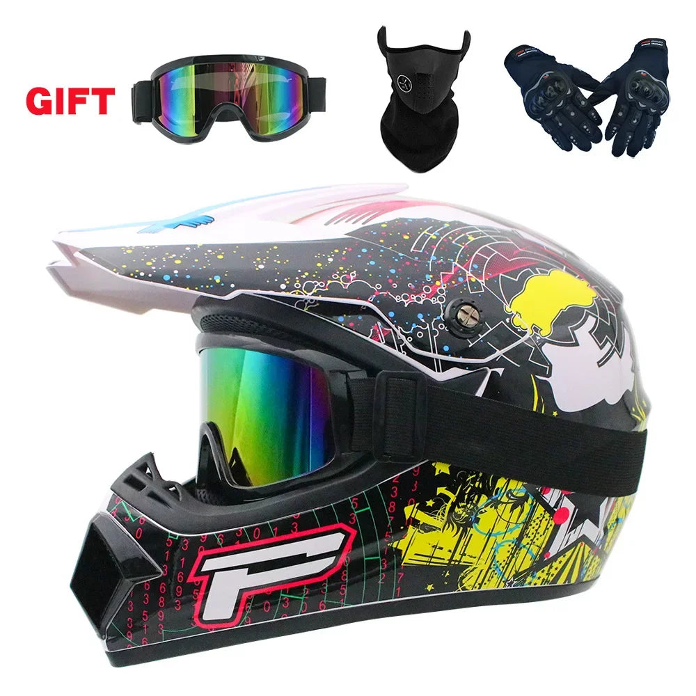 Premium Full Face Off-Road Motorcycle Helmet with 3 Free Gifts BAIDAP / L
