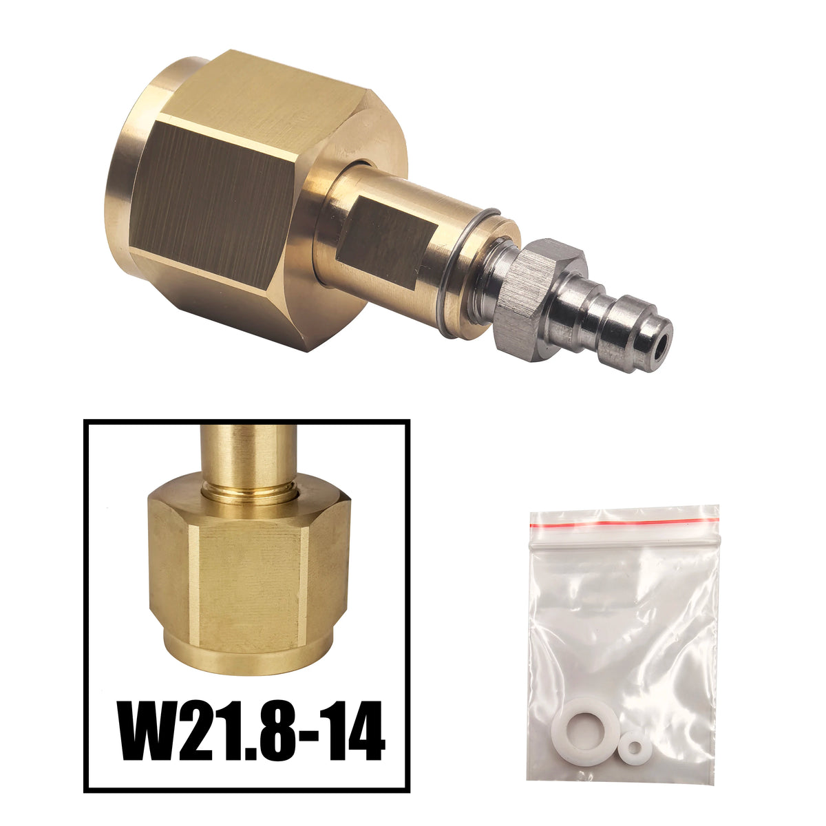 CO2 Tank CGA320 Fitting 8mm Quick Disconnect - Solid Copper W21.8 Male