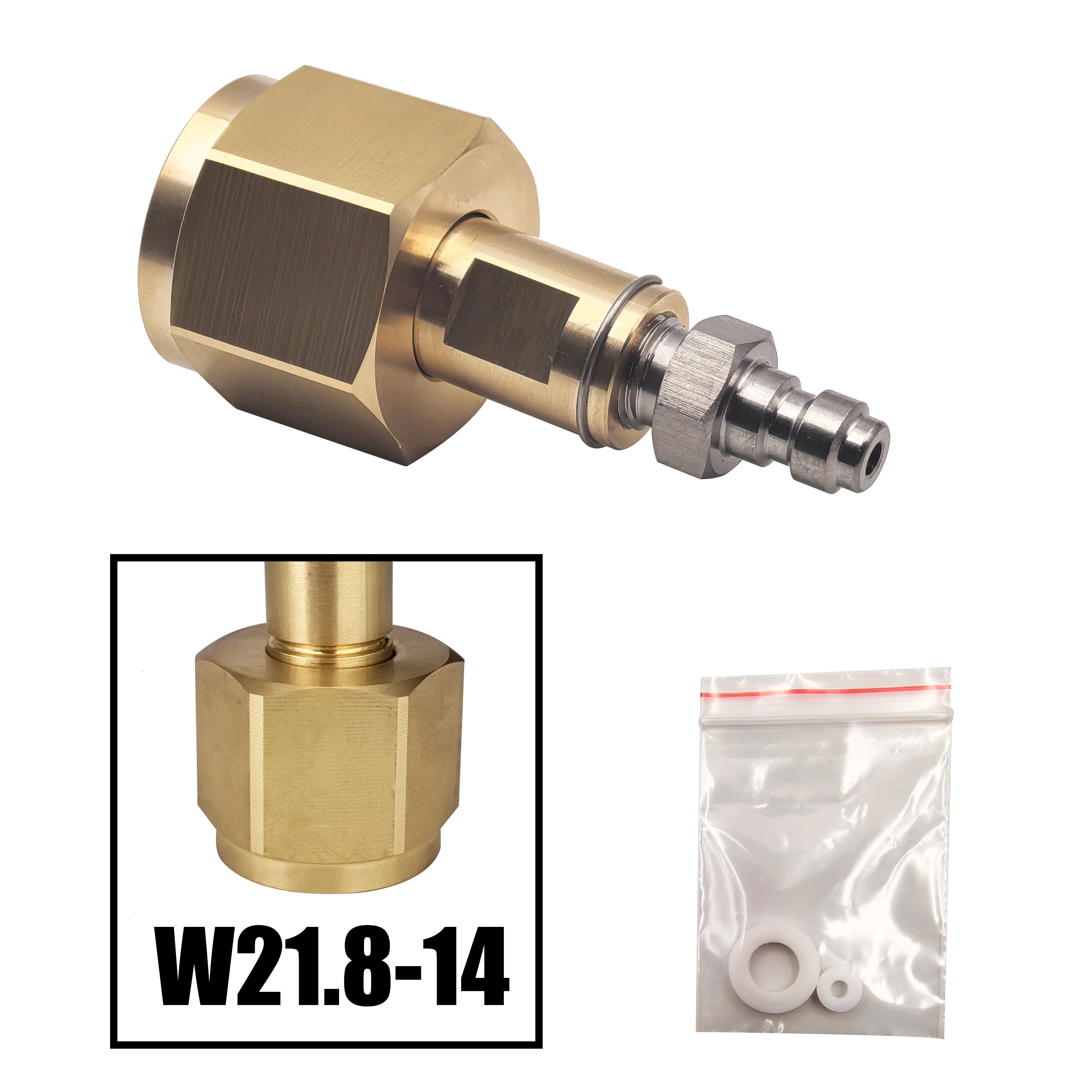 CO2 Tank CGA320 Fitting 8mm Quick Disconnect - Solid Copper W21.8 Male
