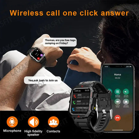 LAXASFIT Smart Watch Bluetooth Talk LED Flashlight Outdoor