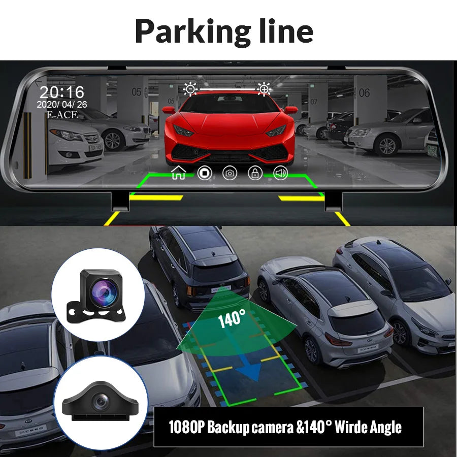 E-ACE I18 Rearview Mirror Camera &ndash; FHD 1080P Night Vision