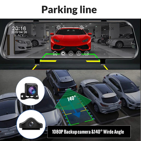 E-ACE I18 Rearview Mirror Camera &ndash; FHD 1080P Night Vision