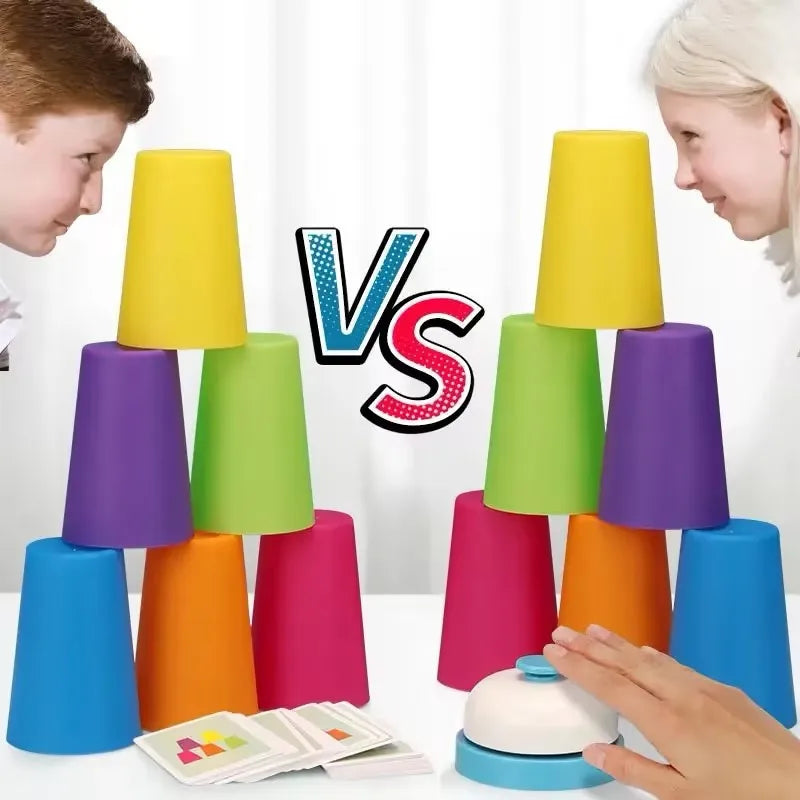 Jogo de Velocidade Stack Cup Brinquedos Montessori de Cognição para Crianças