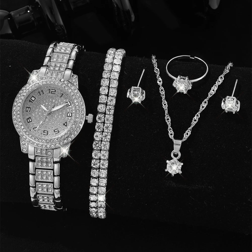 Elegant Gold Quartz Watch for Women with Diamond Accents Sliver B