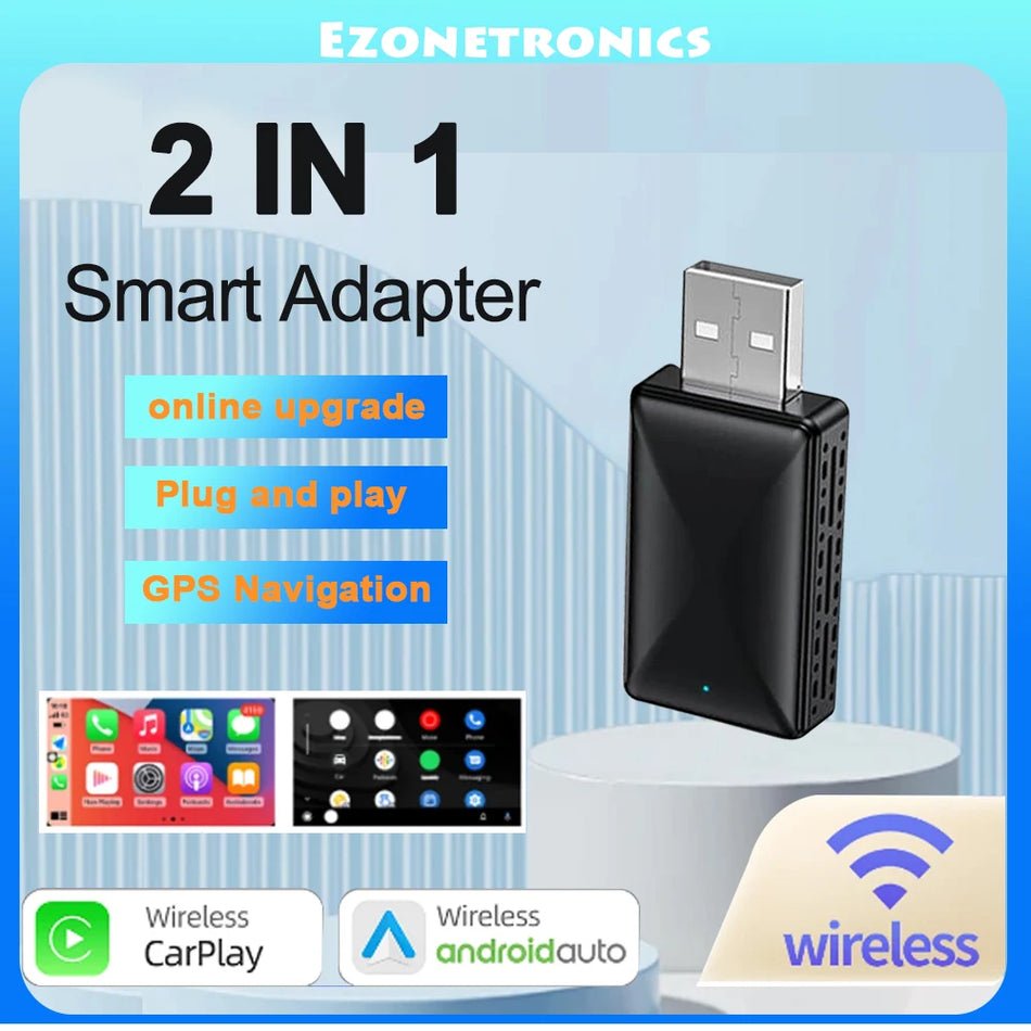 Adapter 2w1 Wired CarPlay na bezprzewodowy Android Auto z wtyczką USB Plug and Play