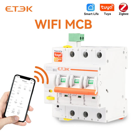 ETEK EKR3 WiFi Smart Circuit Breaker with Timed Control and Short Circuit Protection