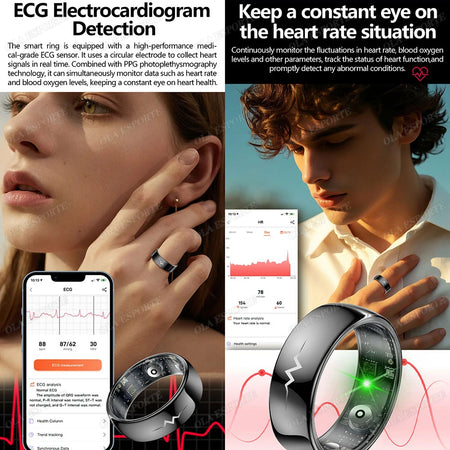 High-end ECG Blood Oxygen Health Smart Ring - 5ATM Waterproof &amp; Multi-Sport Modes