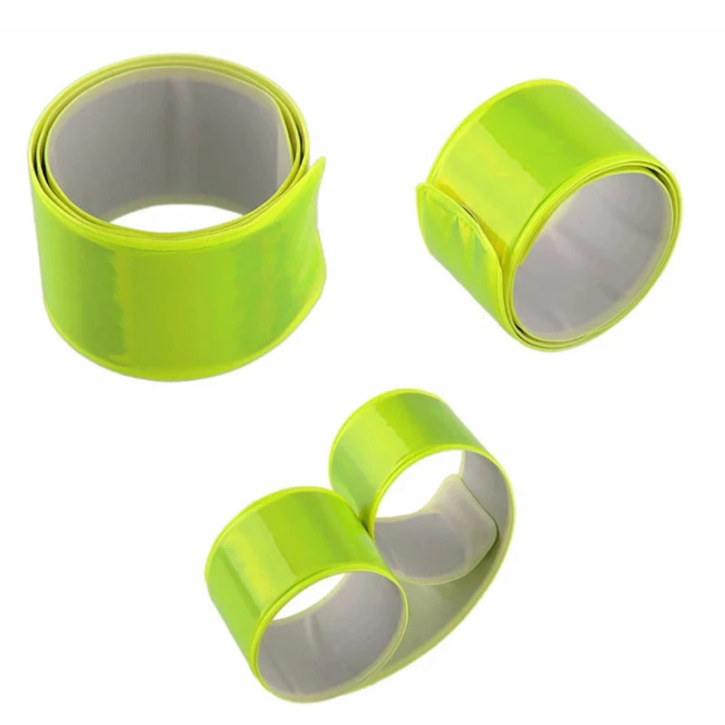 2 Piece Reflective Cycling Wristbands 40x3cm PVC Strips for Running, Fishing