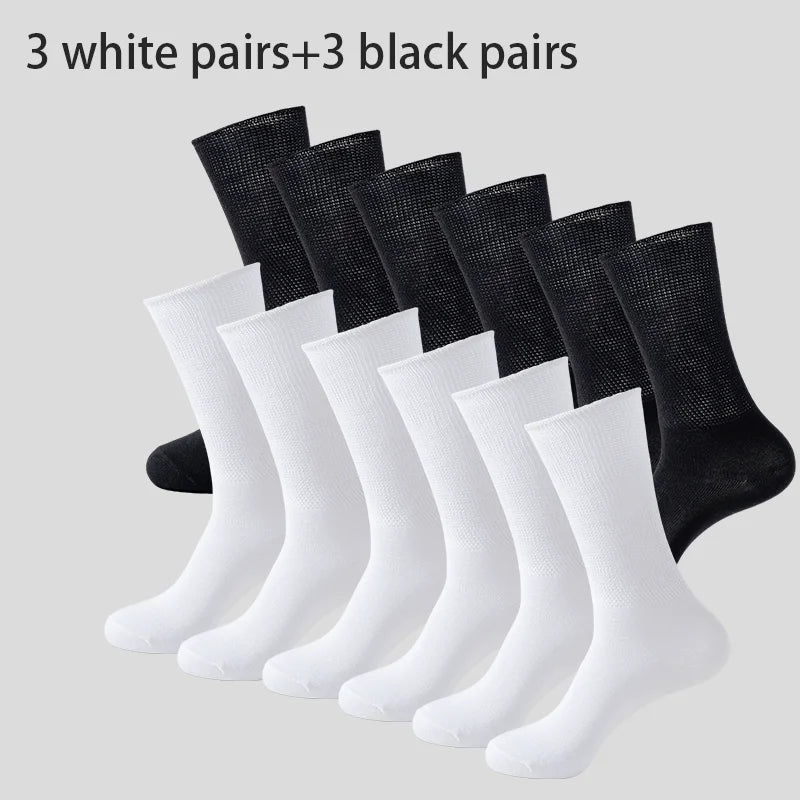 ZEXOLAP 6 Pairs Diabetic Socks &ndash; Comfortable Moisture Wicking Fabric 3 white 3 black / RU 25-28