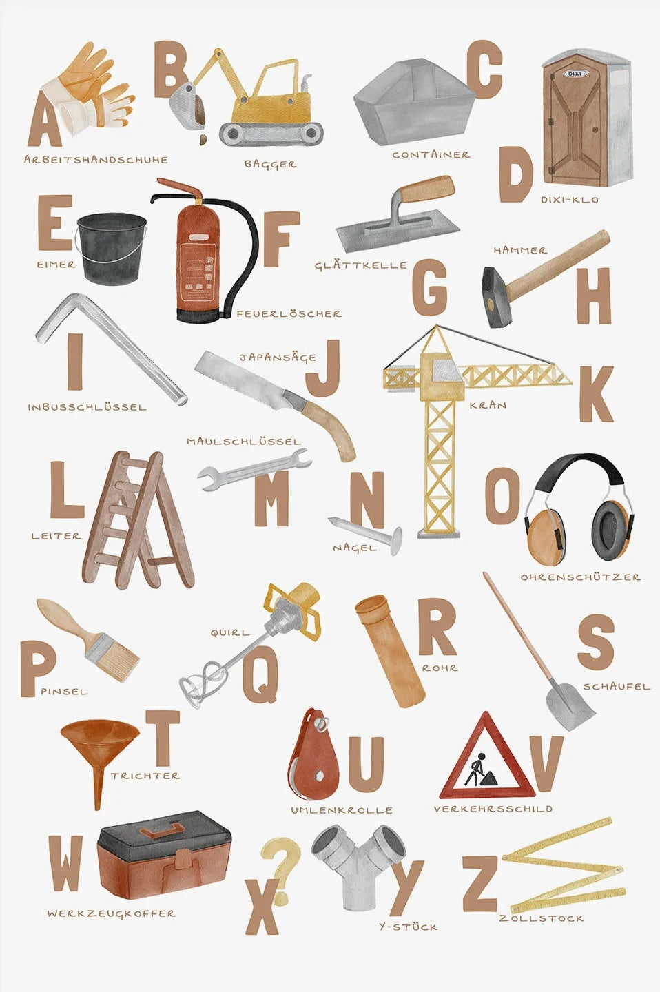 Alphabet Education Canvas Poster for Children's Room, Modern Wall Decor, Unframed 9 / 50X70cm Unframed