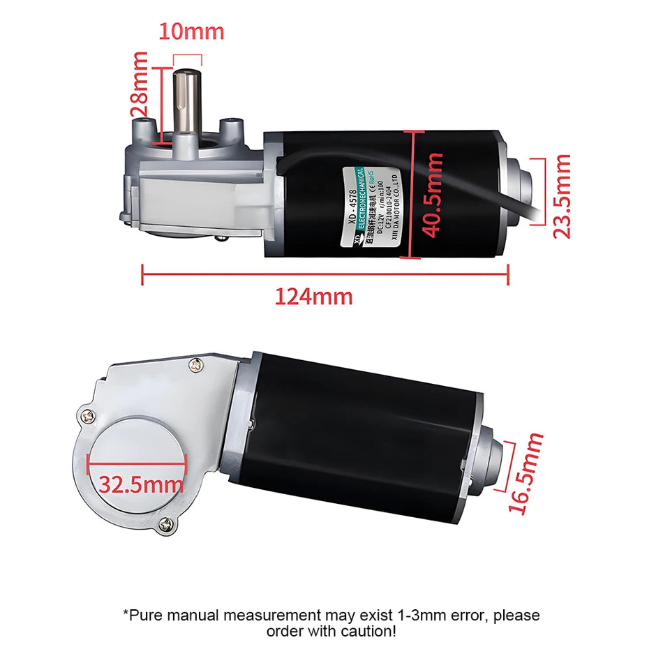 Augsta griezes momenta 12V DC vārpstas pārnesumu motors ar uz priekšu un atpakaļ un pašbloķējošu dizainu