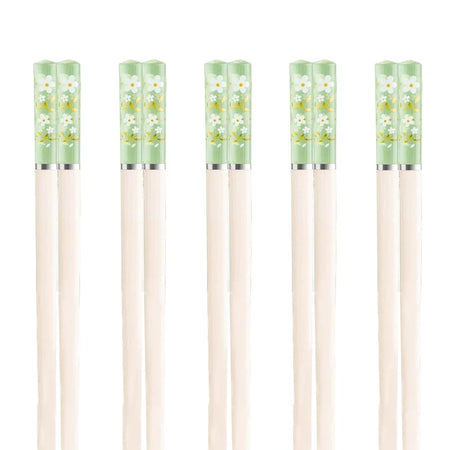 KNGZI 5 Pair Japanese Chopsticks &ndash; Eco-Friendly Reusable Design YH Green