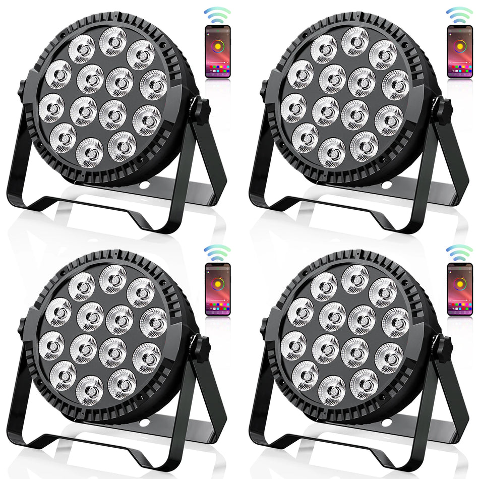 U'King 14x4W RGBW 4IN1 Par Světlo s Ovládáním přes Aplikaci, DMX512 Staged LED Projektor pro DJ Disco
