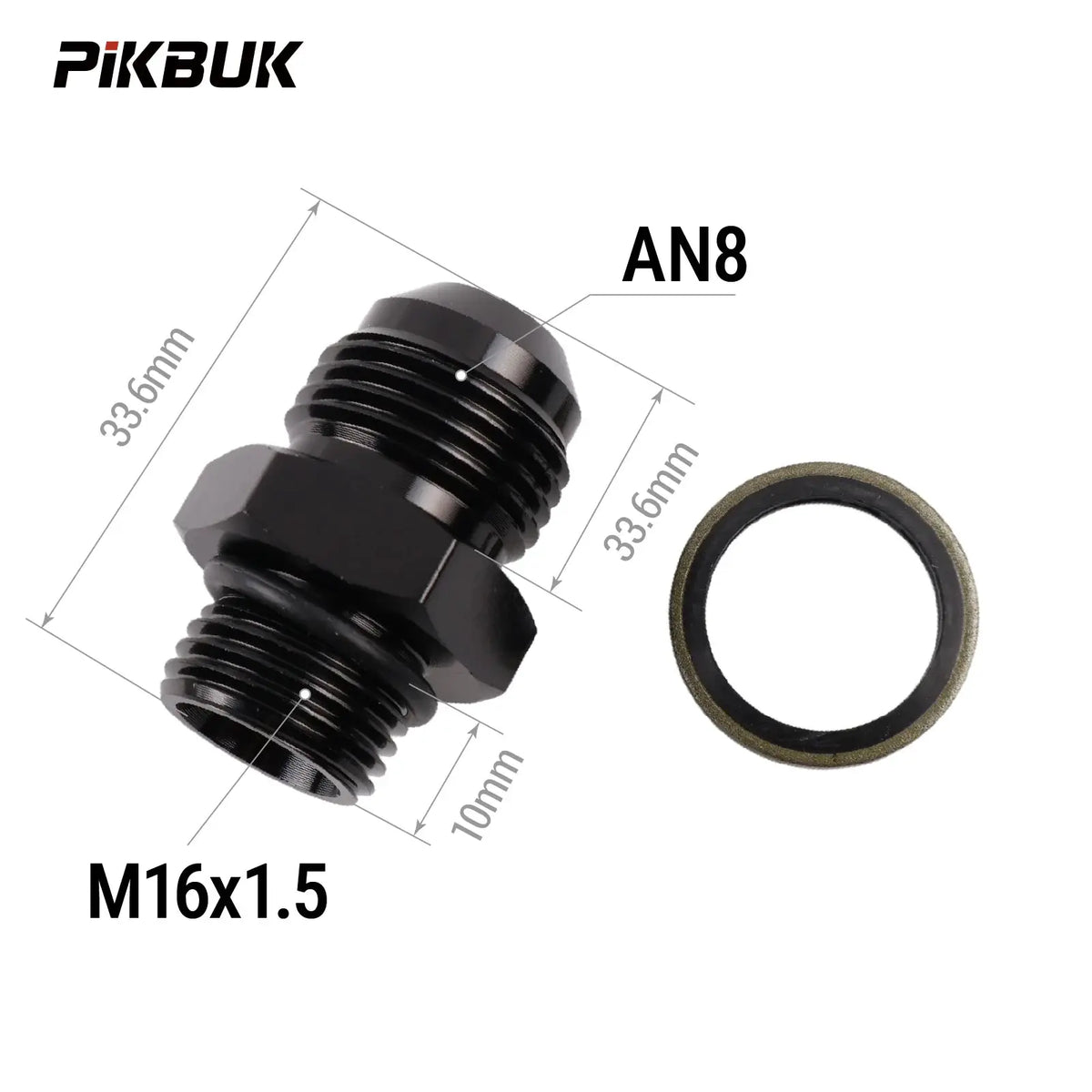 PIKBUK Aluminum AN8 Male to M10x1 M12/14/16/18x1.5 Adapter Flare Fitting Auto Hose Fitting Male Oil Cooler Fitting by InterCyprus Trading Ltd