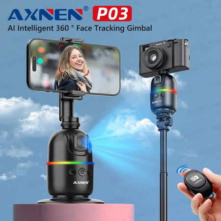 Smart Auto Face Tracking AI Gimbal for Smartphone &amp; Action Camera | 360&deg; Rotation Vlog Kit