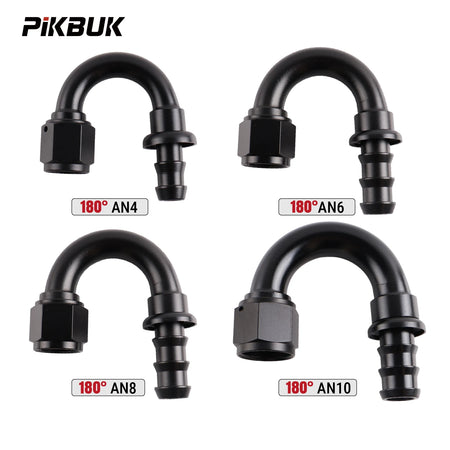 PIKBUK Universal AN4 6 8 10 12 Push-on Hose End Fittings Fuel Oil Cooler Hose Fitting 180 Degree Reusable Connection Adapter by InterCyprus Trading Ltd