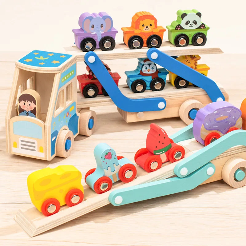Wooden Double-Decker Truck BZS00654 &ndash; Montessori Toy