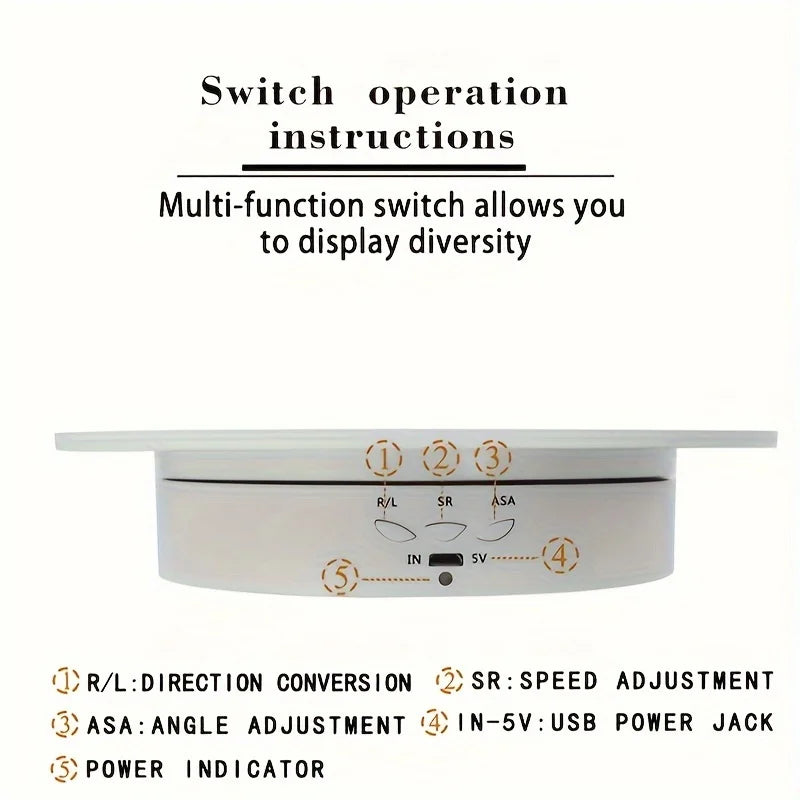 360 Degree Electric Rotating Turntable &ndash; Rechargeable, Smooth &amp; Quiet Display Stand