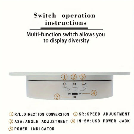 360 Degree Electric Rotating Turntable &ndash; Rechargeable, Smooth &amp; Quiet Display Stand