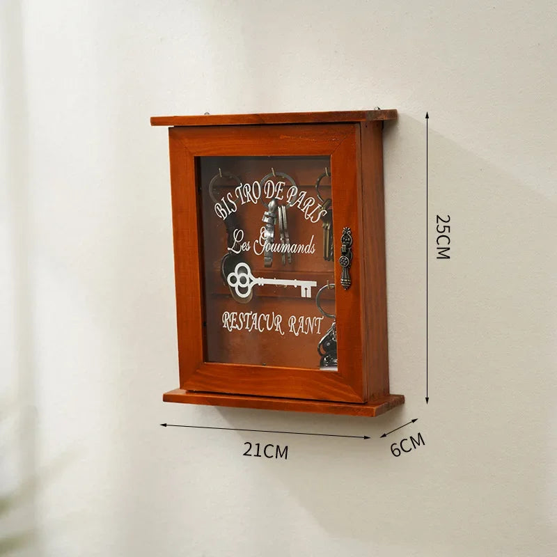 Solid Wood Key Storage Box &ndash; Space Saving Wall Organizer Old wood color