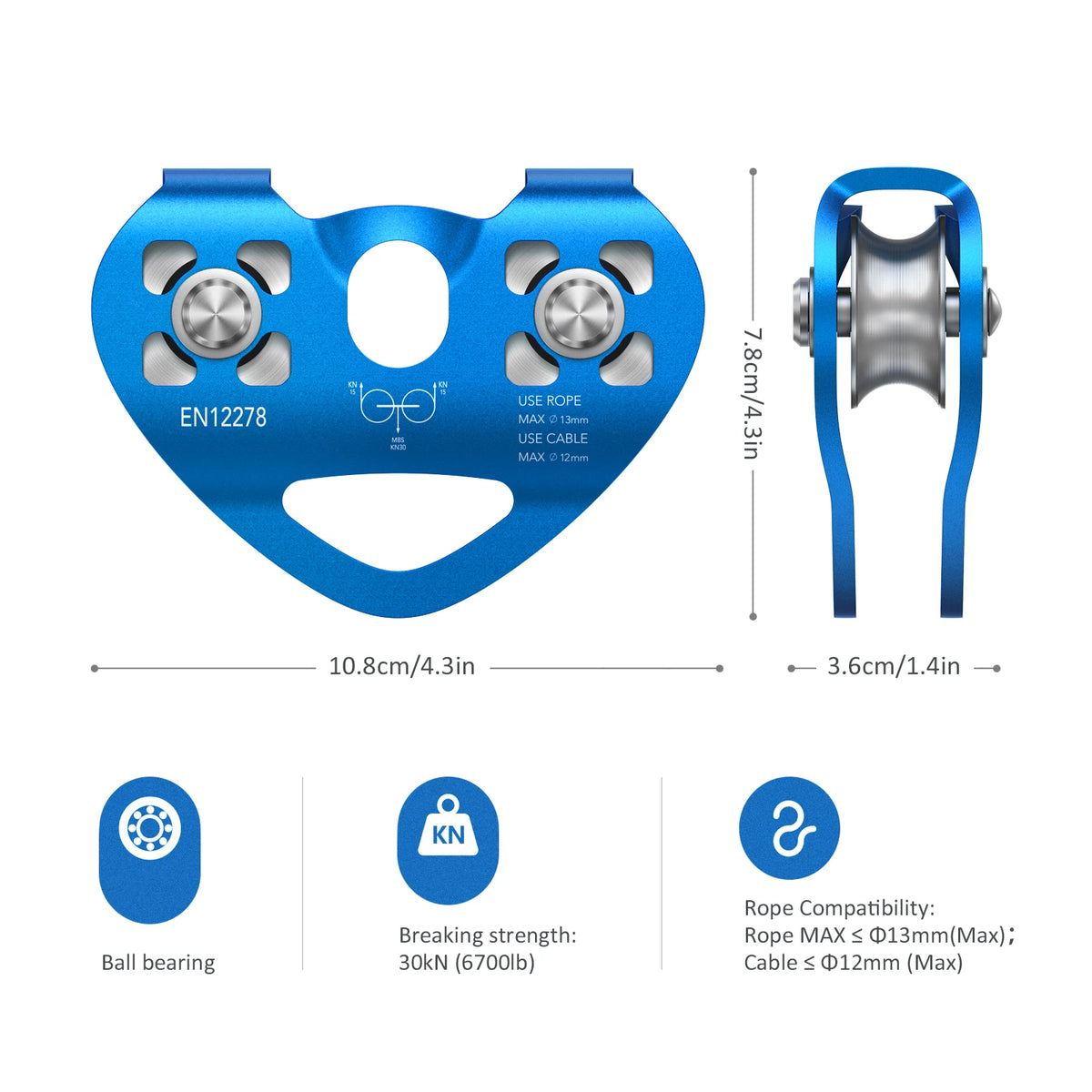 Lixada 30KN Climbing Pulley Aluminum Alloy - Fast Speed