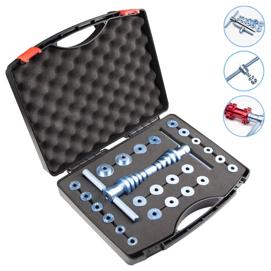 Dviratinių guolių presavimo rinkinys su apatinio laikiklio įrankiu, guolių ištraukėjas