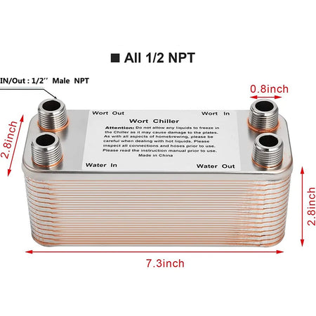 MRbrew Stainless Steel Plate Wort Chiller - Efficient Homebrew Cooler 30P2 / CHINA