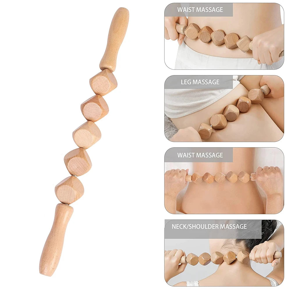 Wood Therapy Roller Gear Stick &ndash; High-Quality Natural Wood Massage Tool