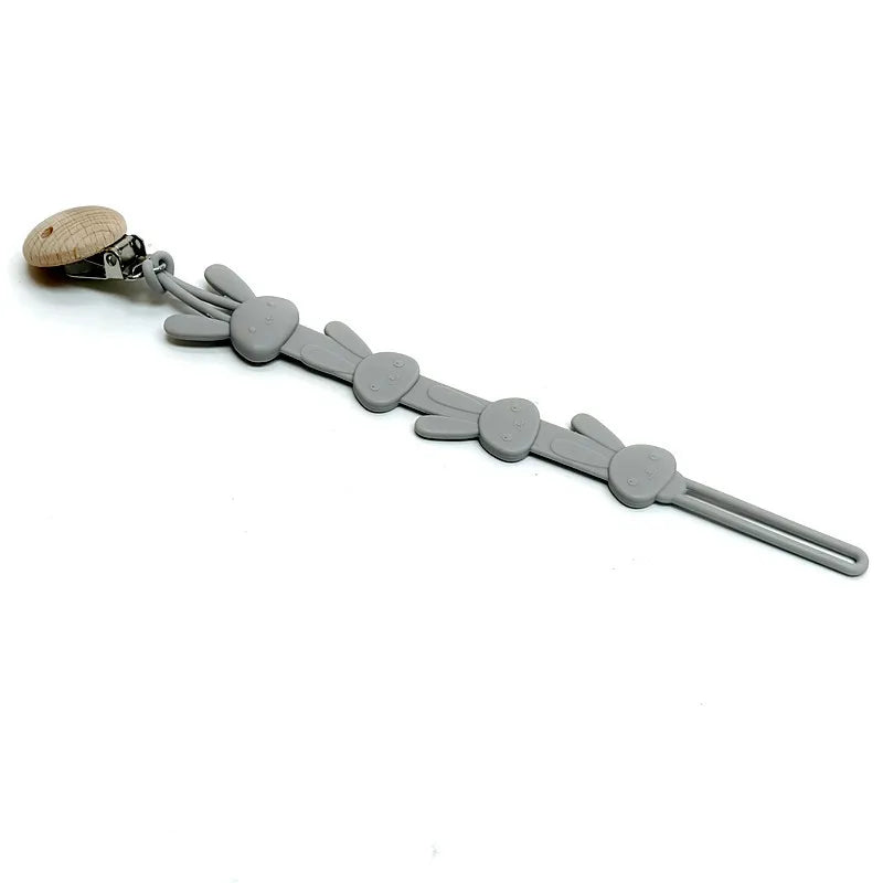 Silicone Pacifier Chain &ndash; Anti-Drop Teether Clip silver gray