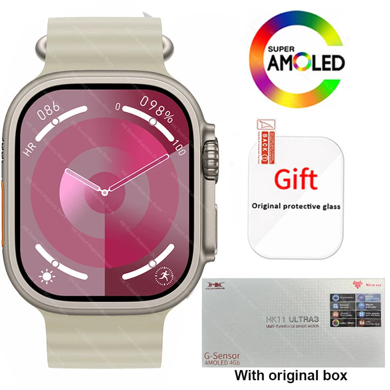 HK11 Ultra 3 Smartwatch &ndash; 4G Calling And AI Chat Robot Natural color case / For APP LE49mm