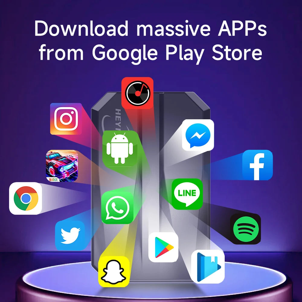 HEYINCAR Smart AI Box Plus for Wireless CarPlay &amp; Android Auto