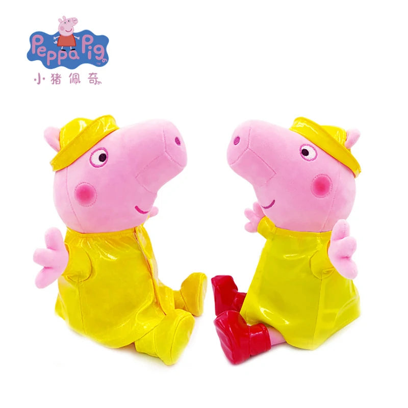 🟠 Peppa Pig Peggy Stuffed Plush Doll Raincoat Coat Theme Series Simulation Model Peggy George Character Doll Children Holiday Gift