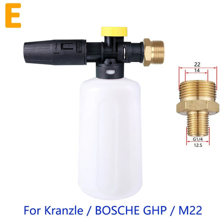 750ml Snow Foam Lance for High Pressure Washers - Fits Karcher, Nilfisk, Parkside, and More For Kranzle M22-14mm