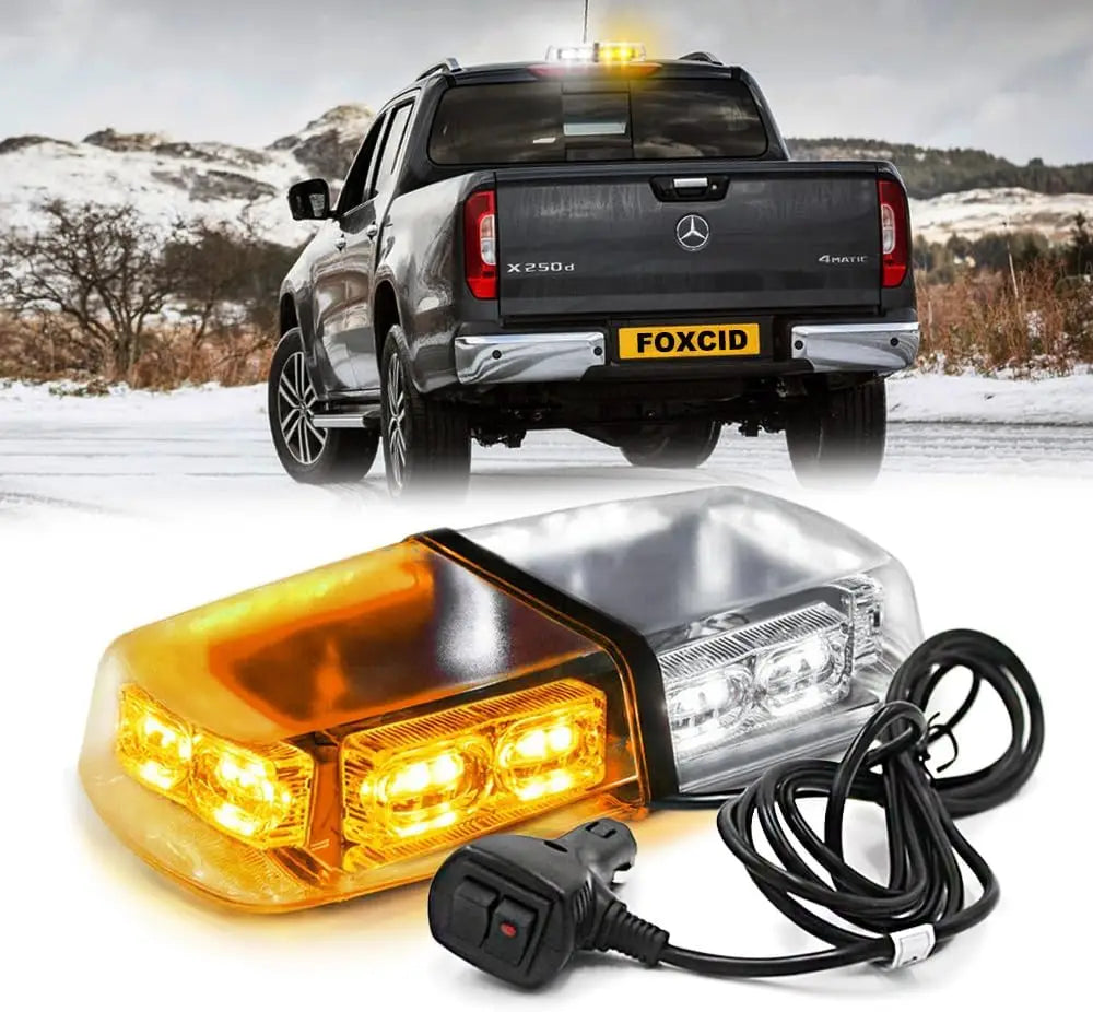 12 Inch 36 LED Emergency Strobe Light Bar &ndash; Magnetic Mount Yellow and White 2