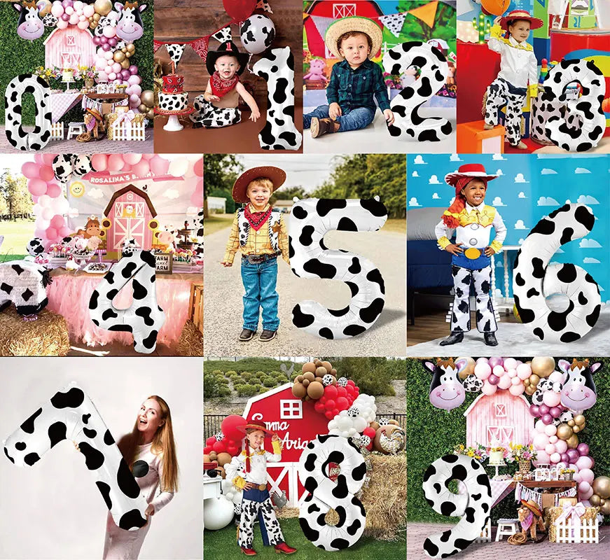 40-Inch Cow Print Number Balloon for Kids' Birthday and Party Decor