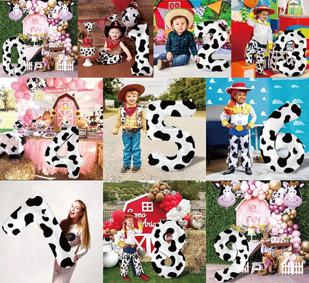 40-Inch Cow Print Number Balloon for Kids' Birthday and Party Decor