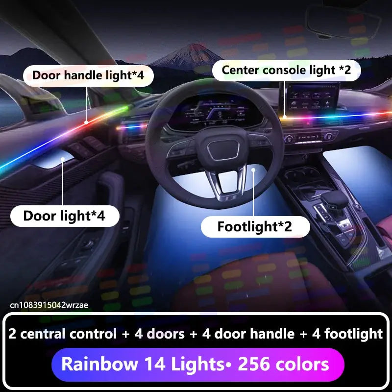 For Denza 500 2015~2019 EV 400 RGB Car Interior Ambient Lights Strips Breathing Lighting Kit App Control LED strips Auto Parts by InterCyprus Trading Ltd