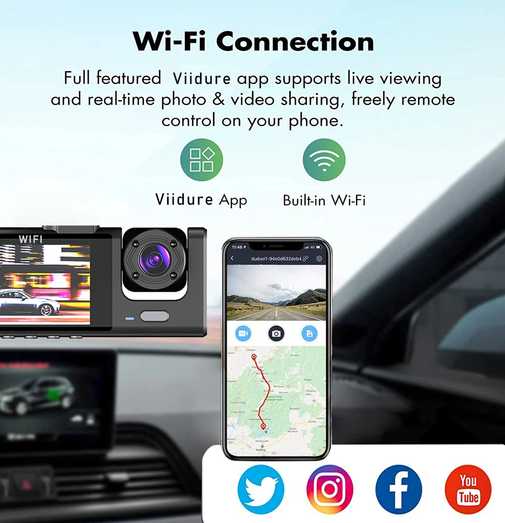 WiFi 3 Channel Mini Car DVR