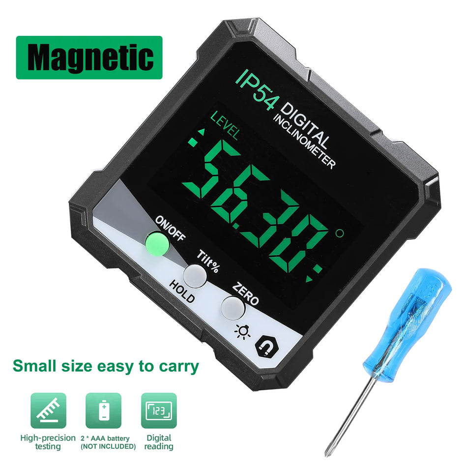 IP54 Digital Inclinometer Protractor Magnetisk Baggrundsbelyst LCD