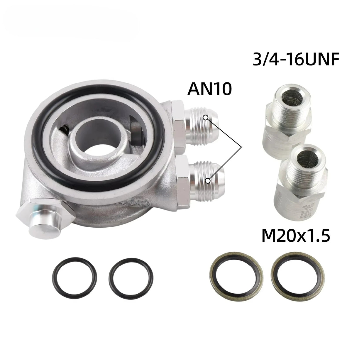 Heavy Duty Aluminum AN8 and AN10 Oil Cooler Sandwich Plate Adapter by InterCyprus Trading Ltd