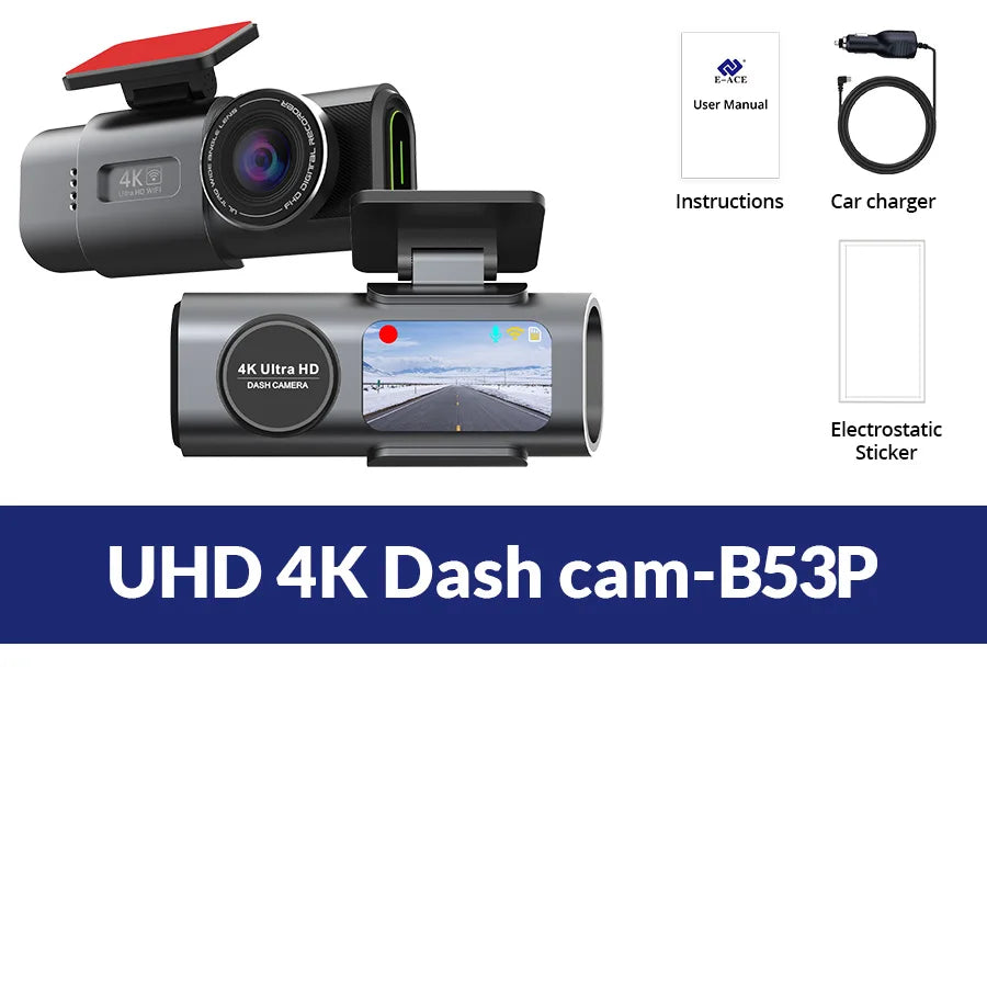 Dash Cam 4K UHD Car Camera DVR &ndash; Night Vision With GPS Only 4K DVR-B53P / 128G