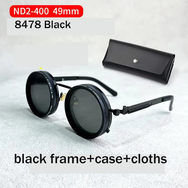 ND9 Retro Punk Sunglasses &ndash; Polarized UV Protection 8478black 49mm / CHINA